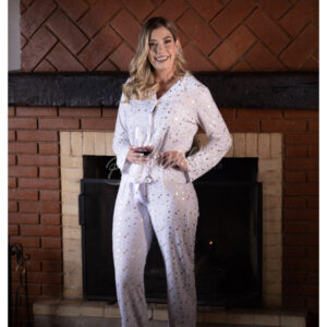 Pijama manga longa Branco Stars